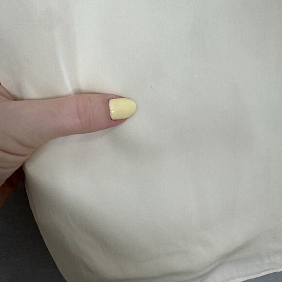 Theory Womens Top P / Small Cream 100% Silk Malkara Drawstring Modern Georgette - Picture 6 of 15